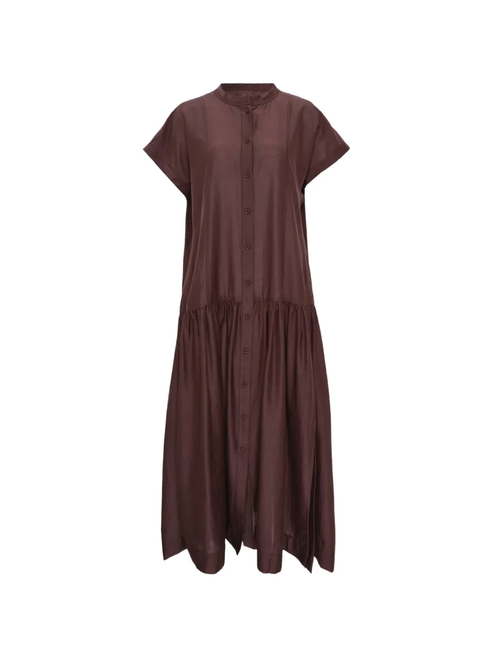 Lee Mathews Bonnie button shirred midi dress - Marrone