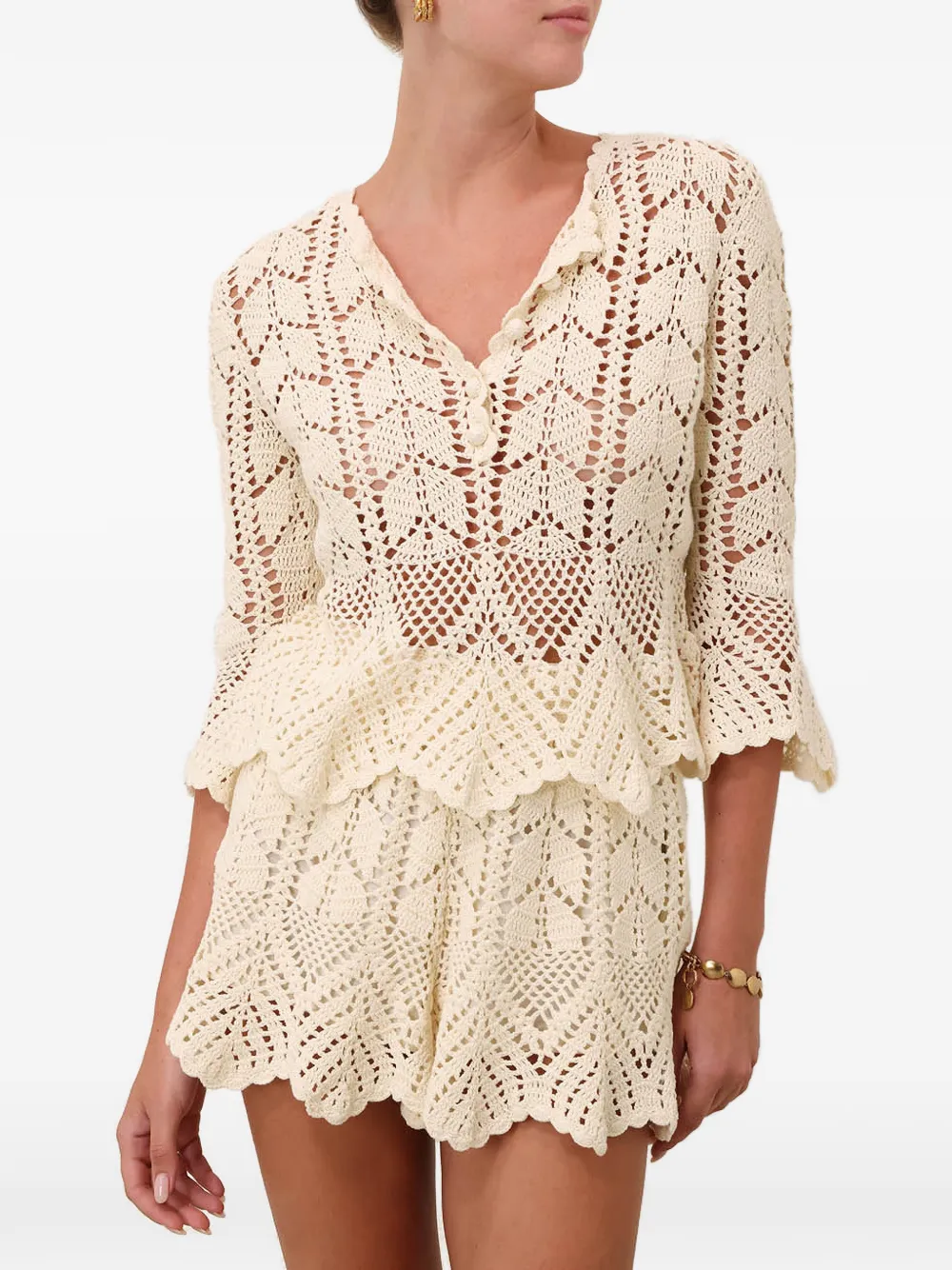  Zimmermann Awaken Crochet Top - Neutrals 