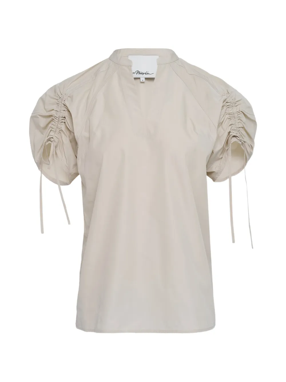 3.1 Phillip Lim ruched sleeve V-neck top - Toni neutri