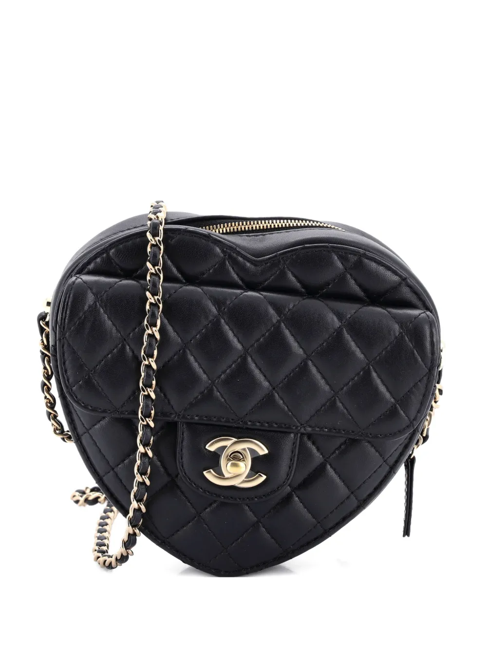 CHANEL Pre-Owned CC in Love Heart Bag Quilted Lambskin crossbody bag - Nero