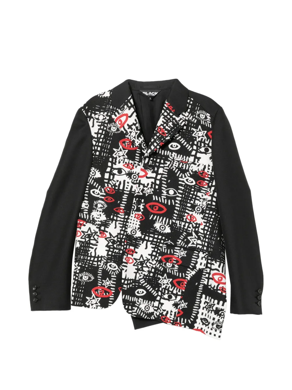 Black Comme Des Garçons Blazer con stampa - Nero