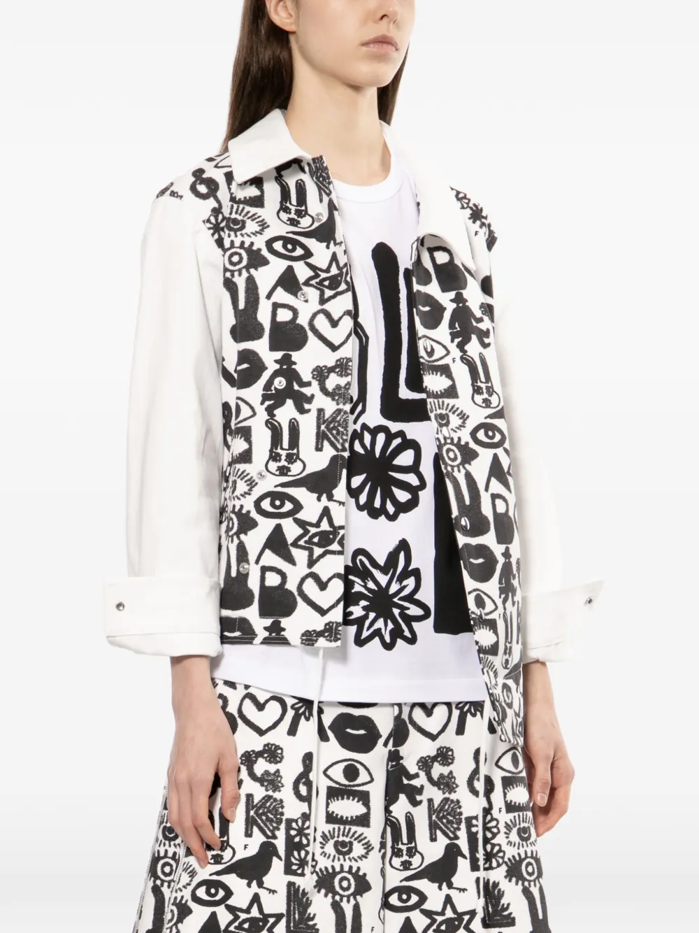 Black Comme Des Garçons T-shirt met ronde hals en grafische print Wit