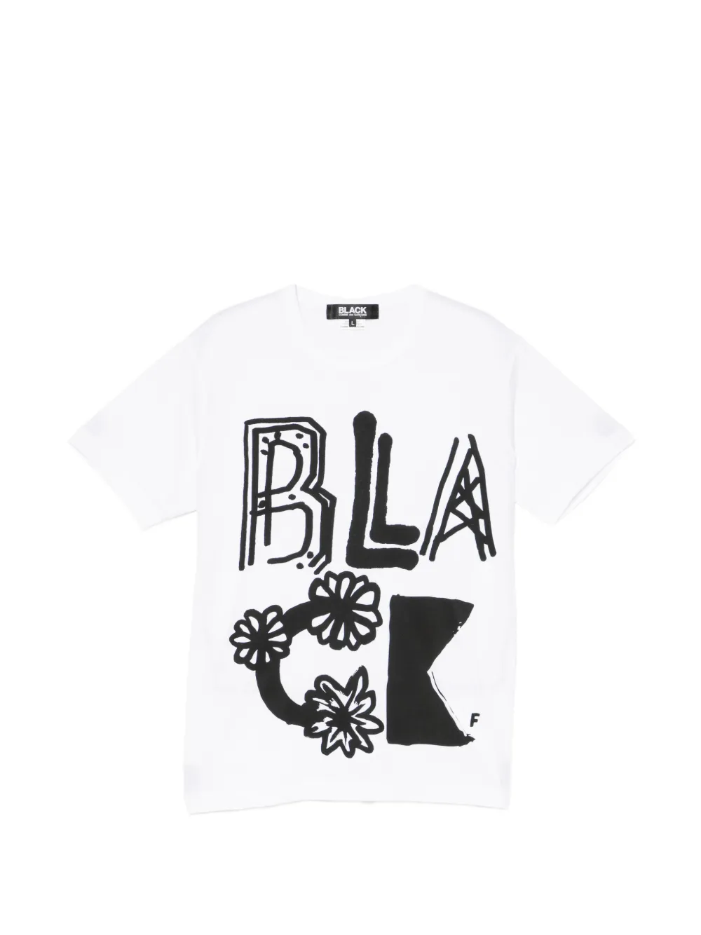 Black Comme Des Garçons T-shirt girocollo con stampa - Bianco