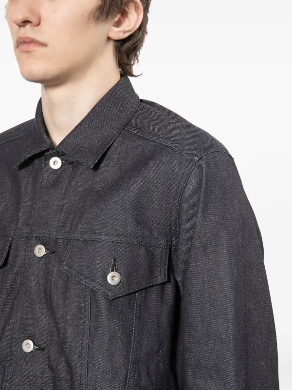 Black Comme Des Garçons Jaqueta Jeans Mangas Longas Com Botão