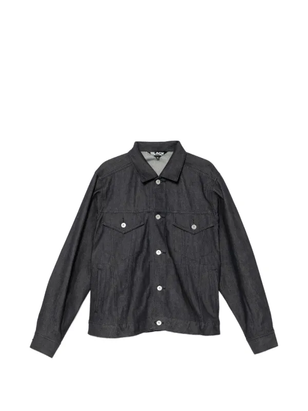 Black Comme Des Garçons Jaqueta Jeans Mangas Longas Com Botão