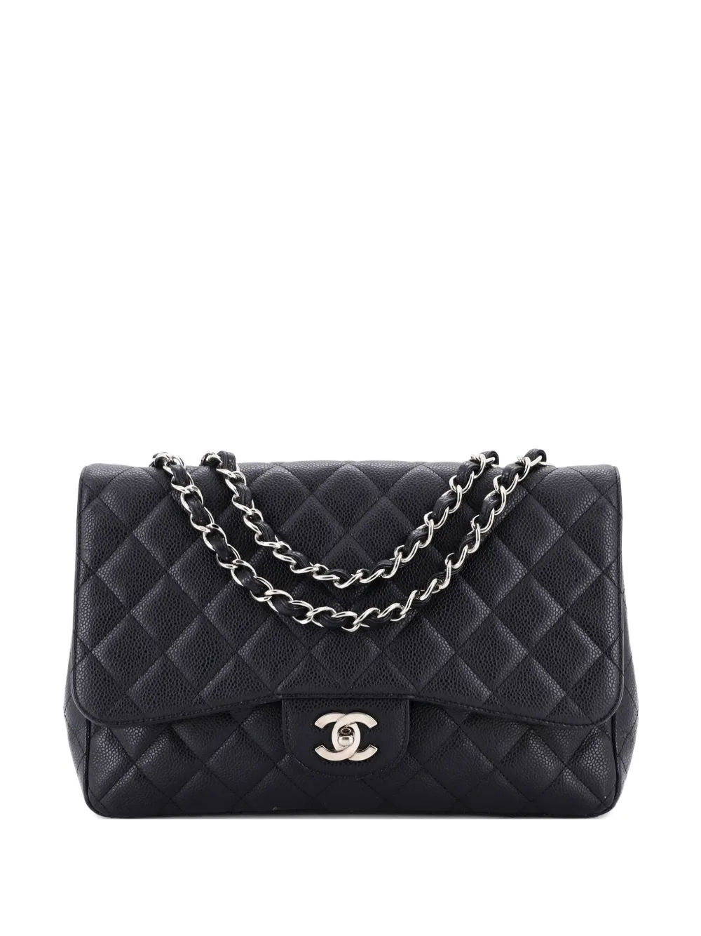 CHANEL Pre-Owned Classic Single Flap Bag Quilted Caviar Jumbo shoulder bag - Nero