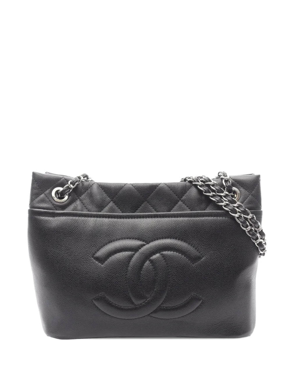 CHANEL Pre-Owned 2010-2011 CC Quilted Caviar Soft Shopper tote bag - Nero