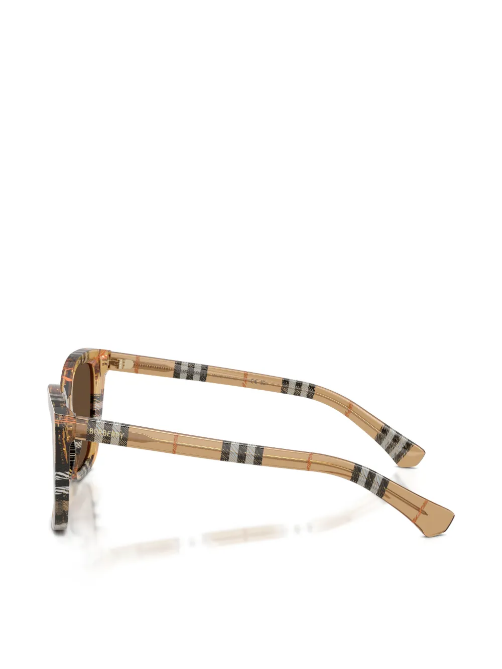 Burberry Eyewear Zonnebril met geruit vierkant montuur Bruin