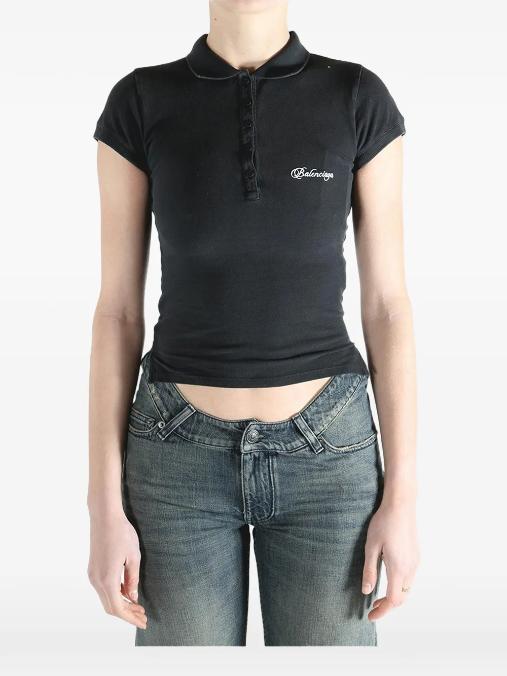 Balenciaga Poloshirt mit Logo - Schwarz