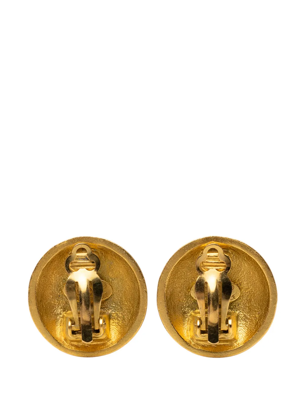  Chanel Pre-owned 1995 Cc Gold Plated Button Clip On Earrings Costume Earrings 