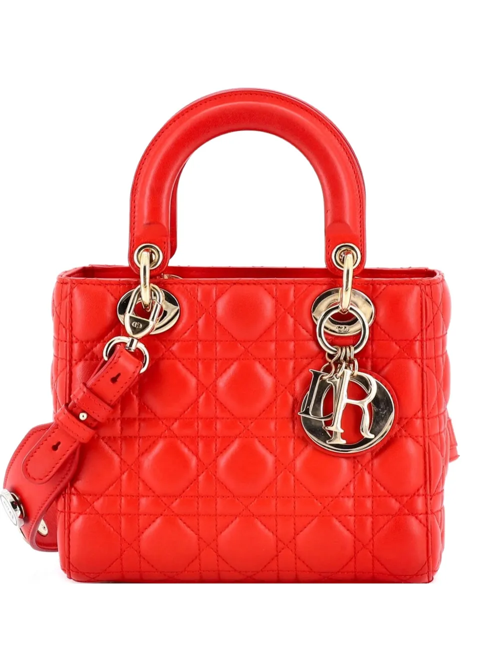 Christian Dior Pre-Owned My Lady Dior Bag Cannage Quilt Lambskin satchel - Red