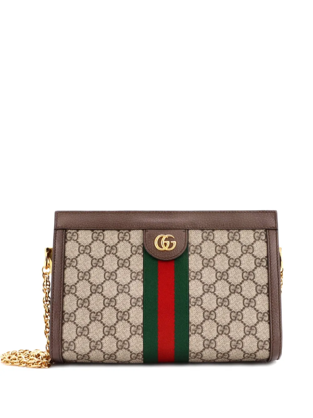 Gucci Pre-Owned Ophidia Chain Shoulder Bag GG Coated Canvas Small crossbody bag - Marrone
