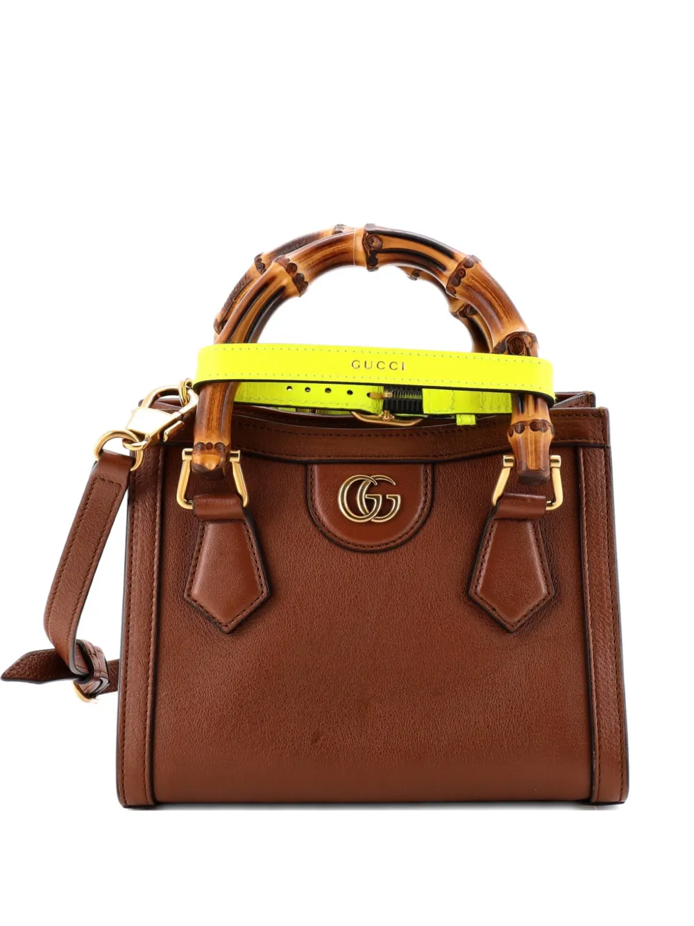 Gucci Pre-Owned Diana NM Bamboo Handle Tote Leather Mini crossbody bag - Marrone