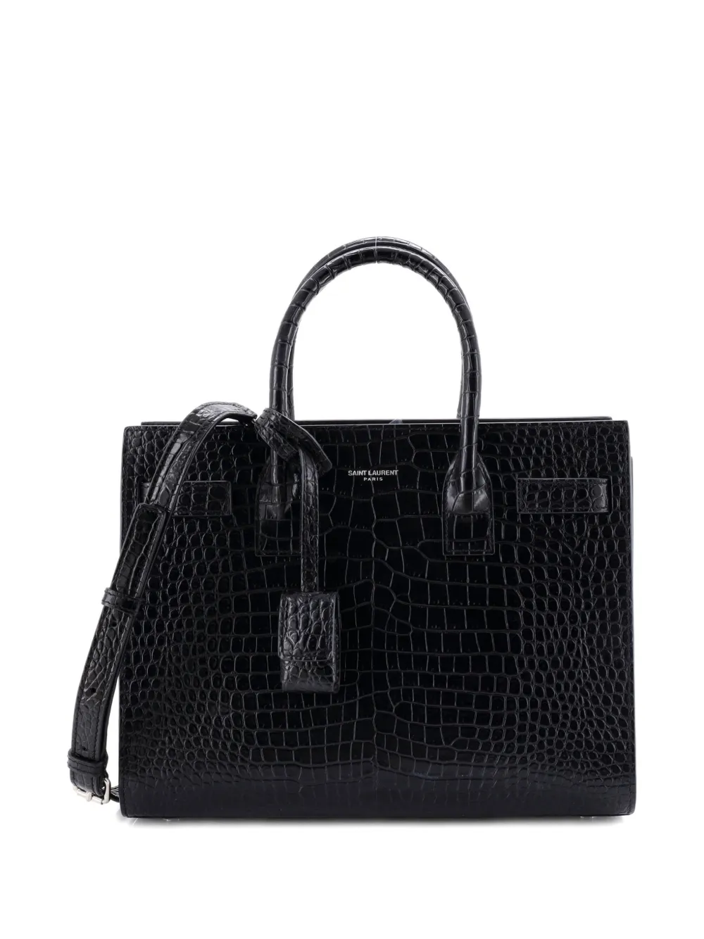 Saint Laurent Pre-Owned Sac de Jour NM Bag Crocodile Embossed Leather Baby tote bag - Nero
