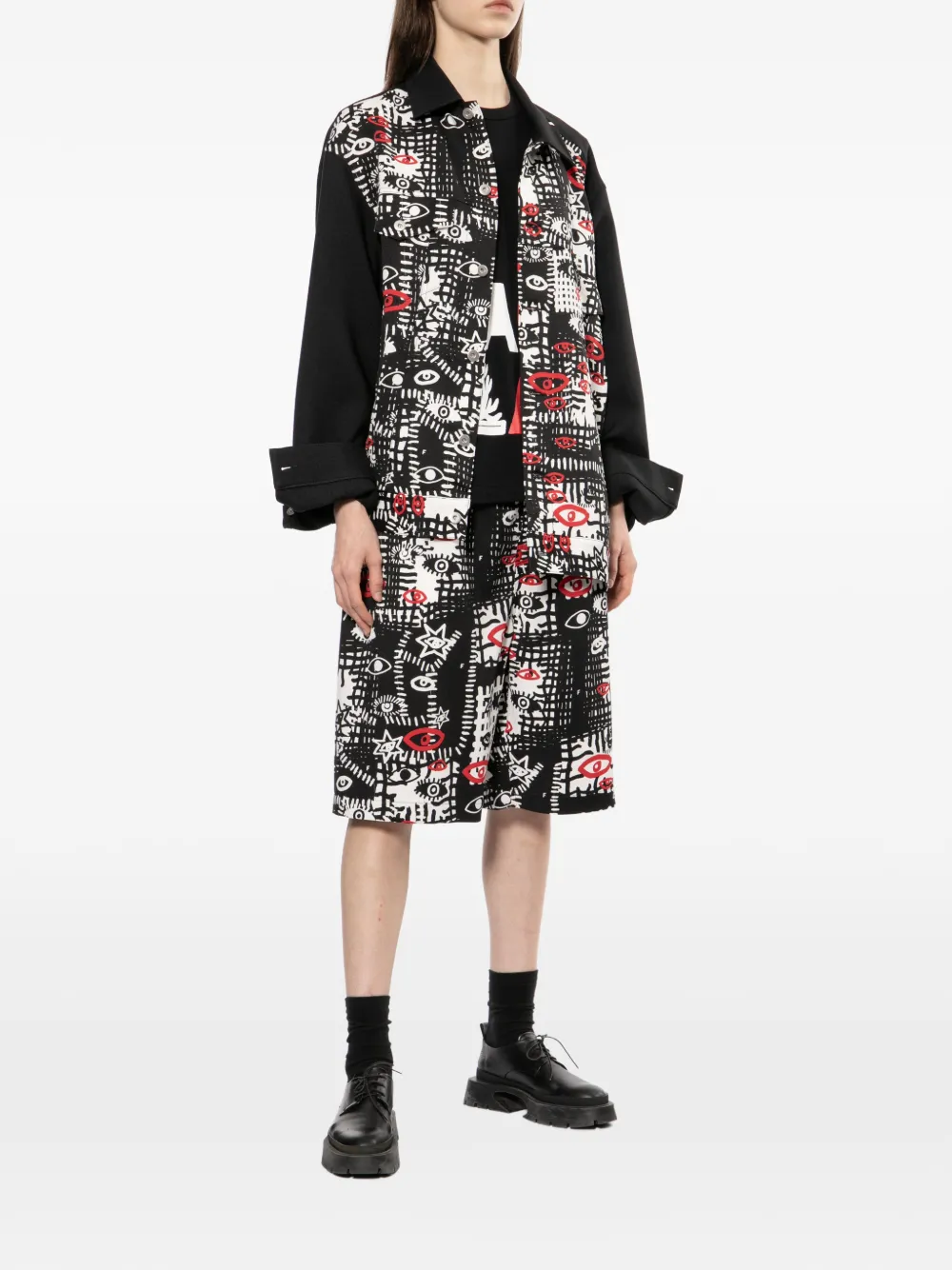 Black Comme Des Garçons Shorts met print Zwart