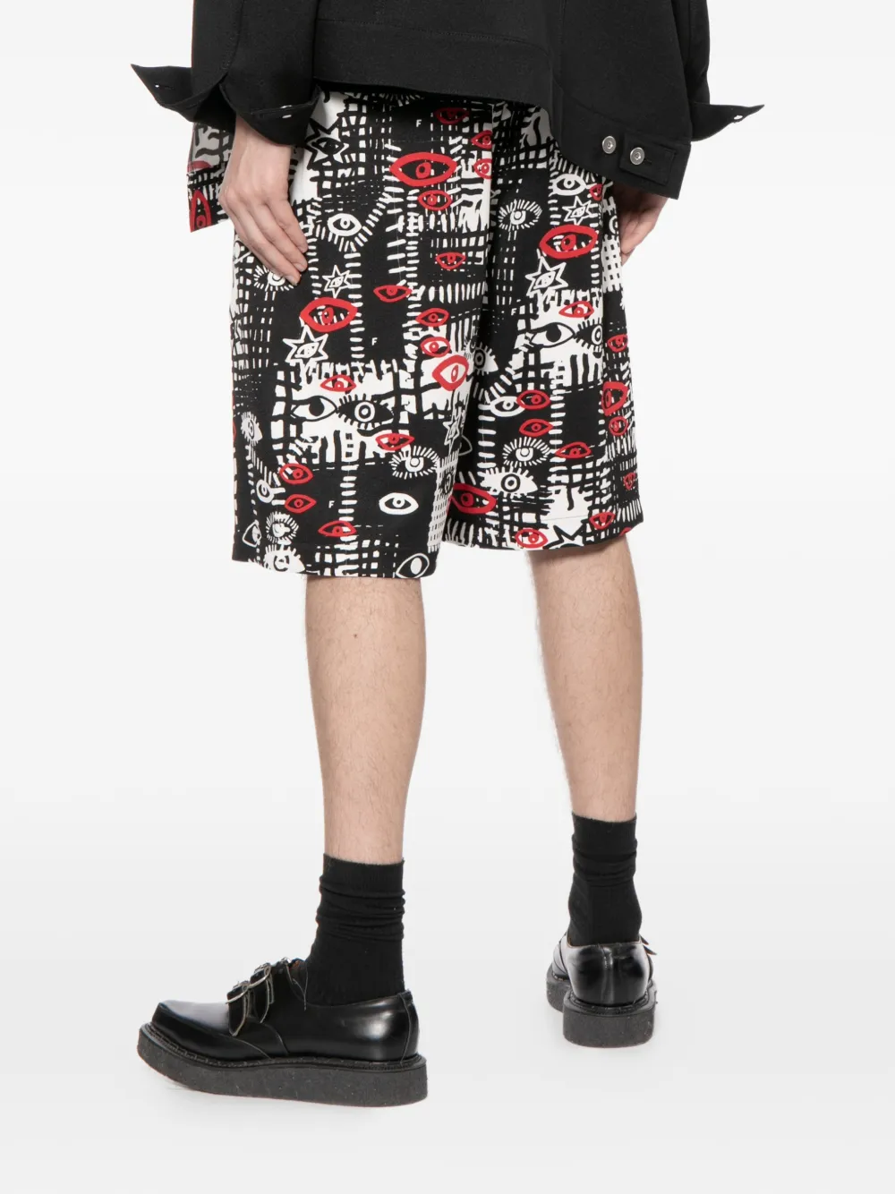 Black Comme Des Garçons Shorts met print Zwart