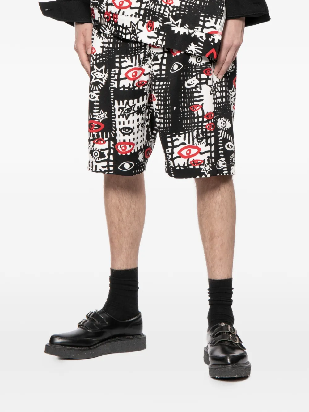 Black Comme Des Garçons Shorts met print Zwart