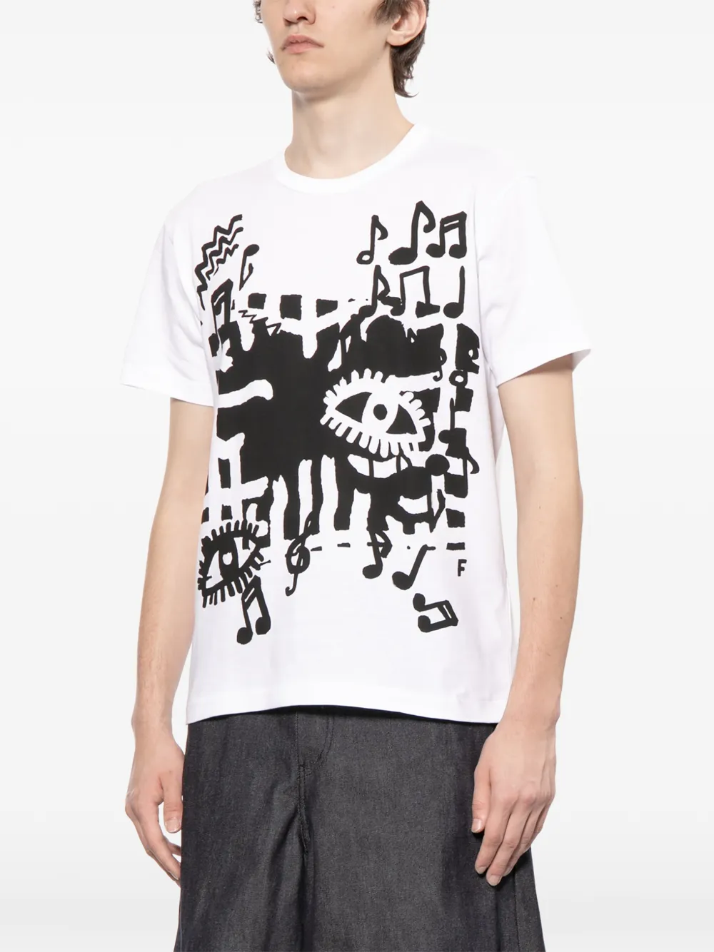 Black Comme Des Garçons T-shirt met ronde hals en grafische print Wit
