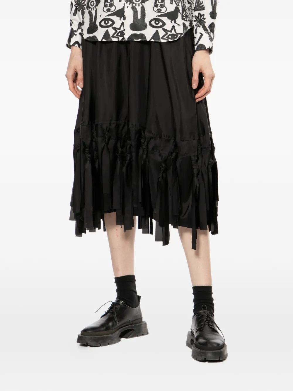  Black Comme Des Garçons Tassel-embellished Midi Skirt 