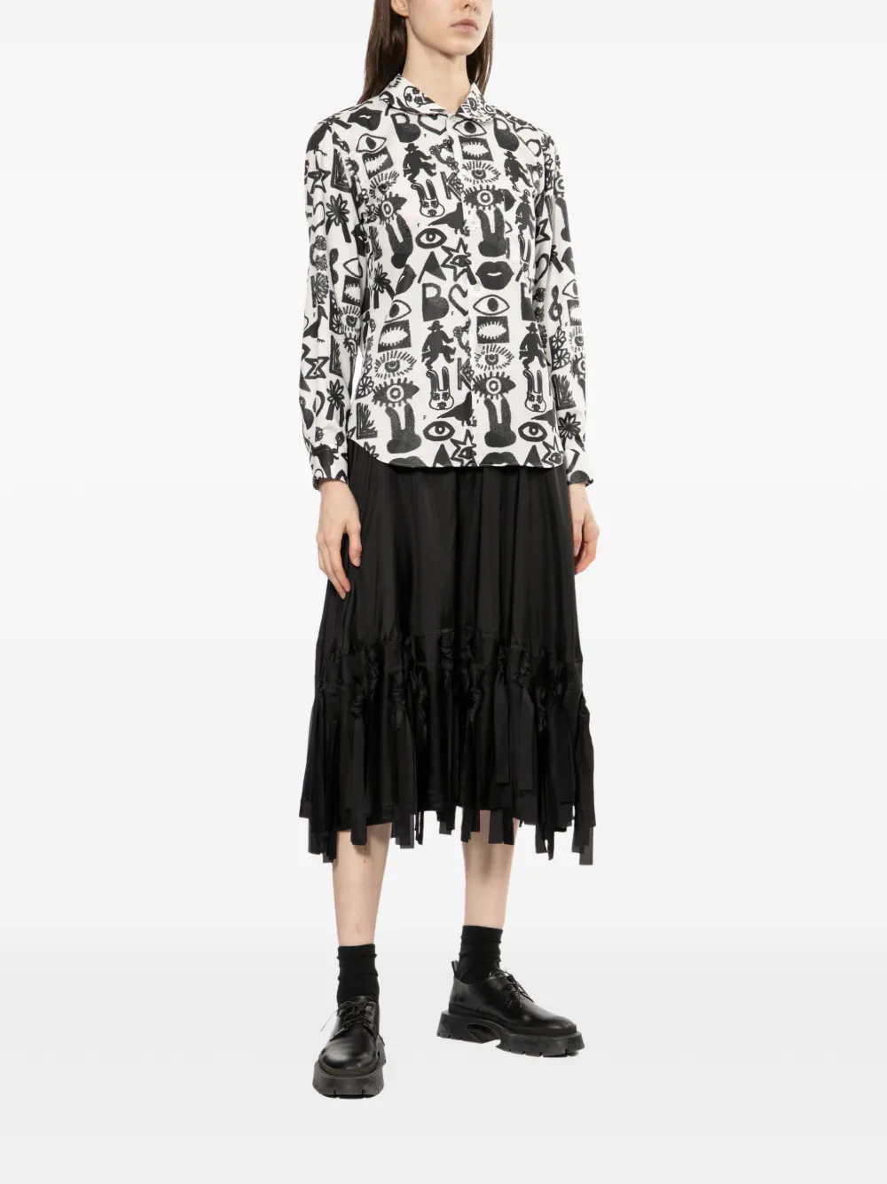  Black Comme Des Garçons Tassel-embellished Midi Skirt 