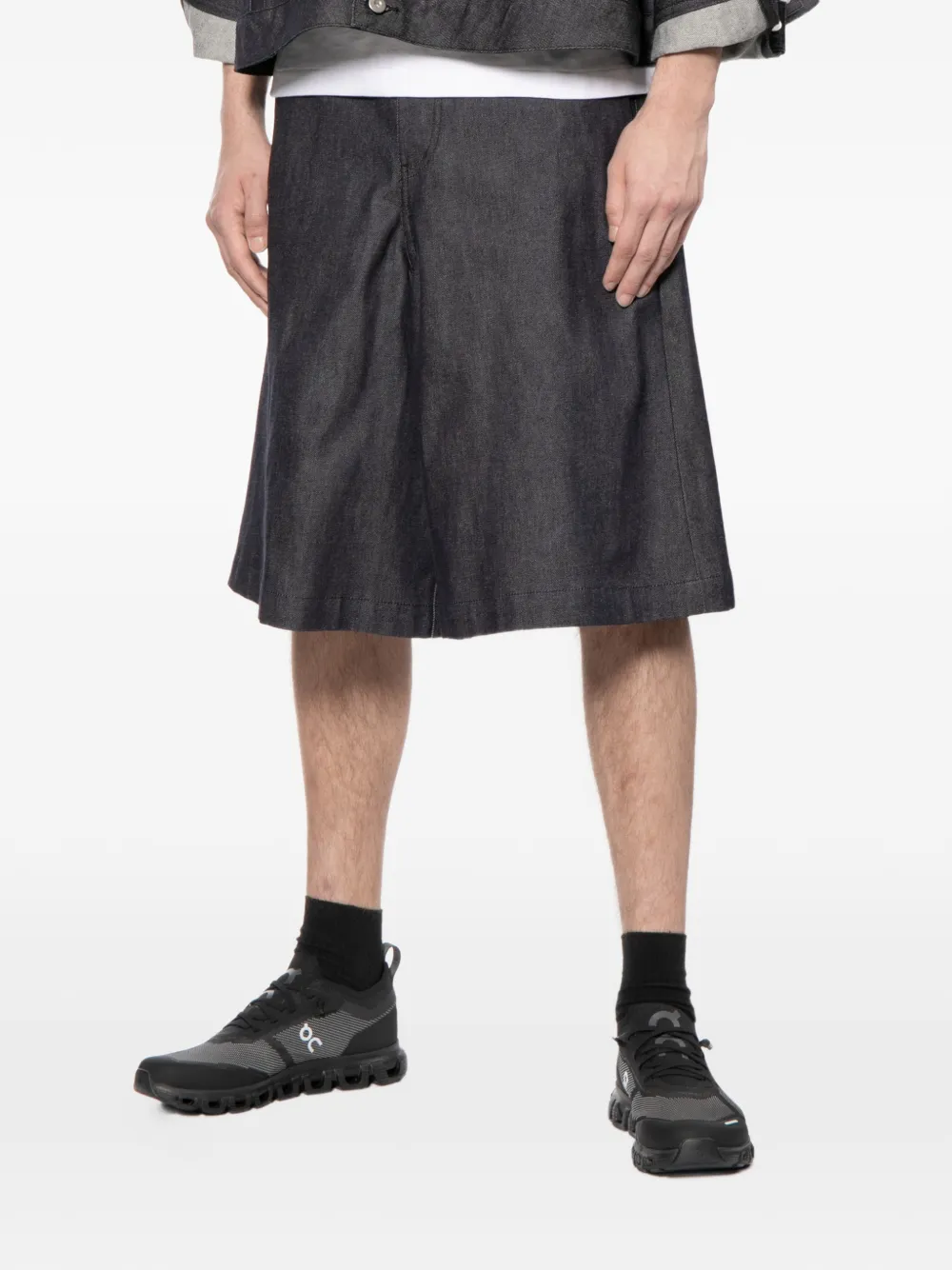 Black Comme Des Garçons Denim shorts met wijde pijpen Blauw