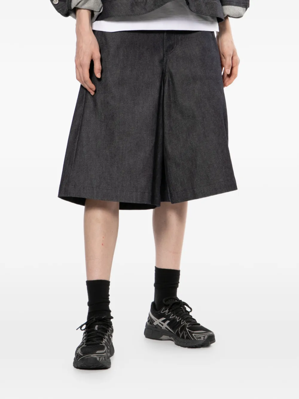 Black Comme Des Garçons Denim shorts met wijde pijpen Blauw