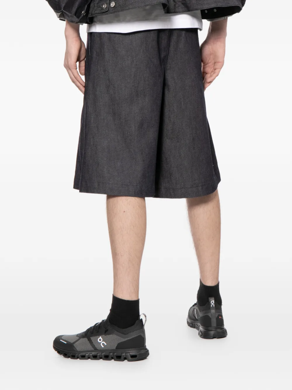Black Comme Des Garçons Denim shorts met wijde pijpen Blauw