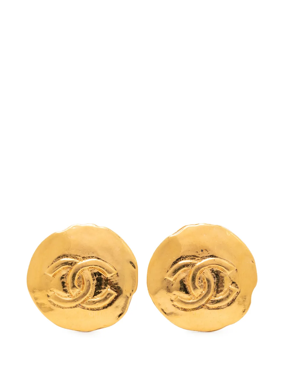 CHANEL Pre-Owned Orecchini tondi CC a clip con placcatura oro 1993