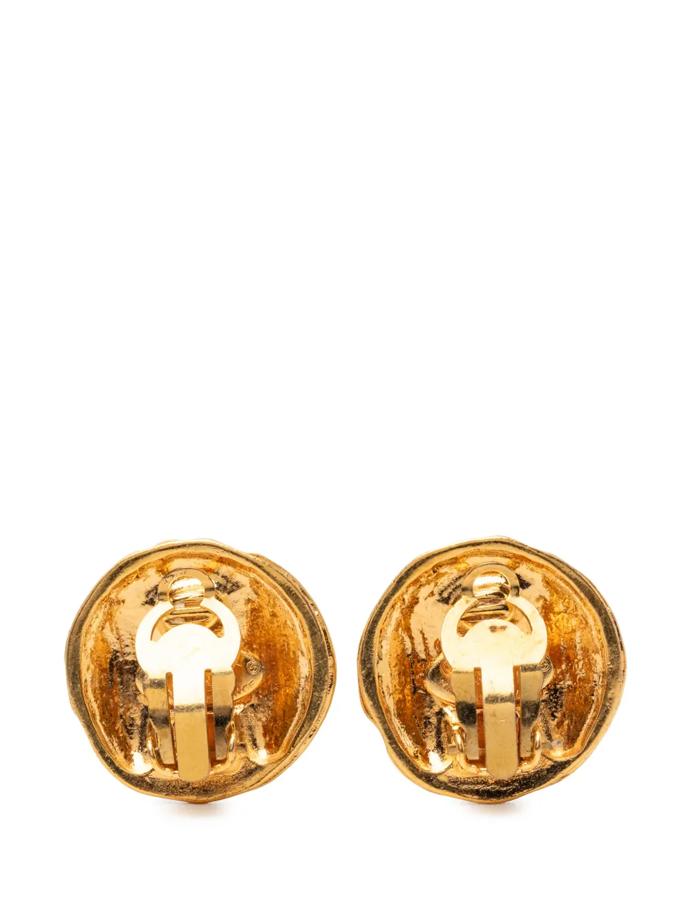1993 Cc Gold Plated Round Clip On Earrings Costume Earrings