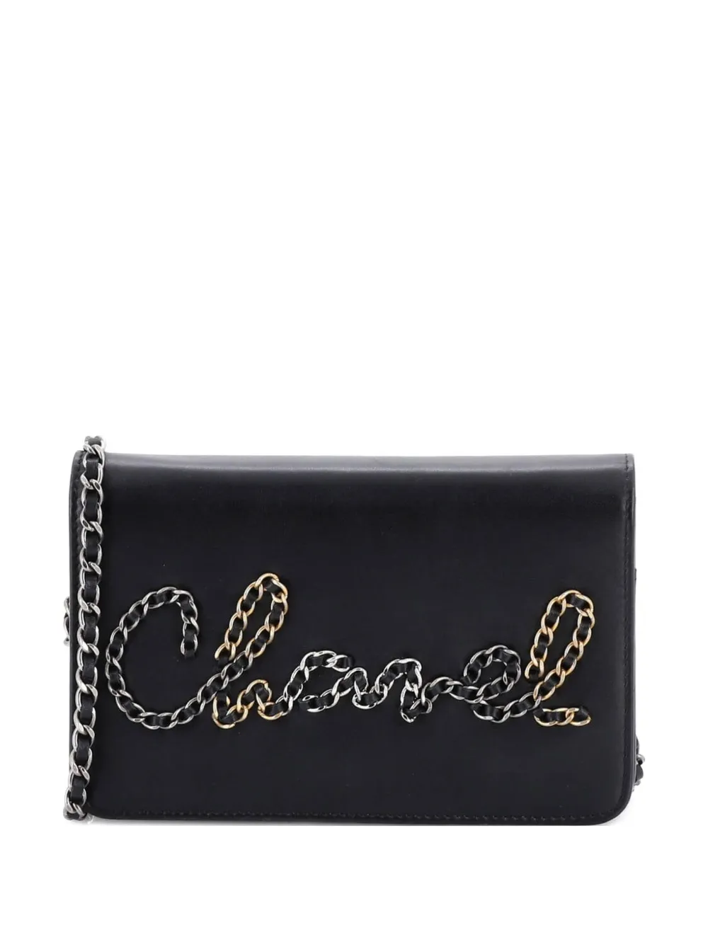 CHANEL Pre-Owned Chain Signe Wallet on Chain Calfskin crossbody bag - Nero