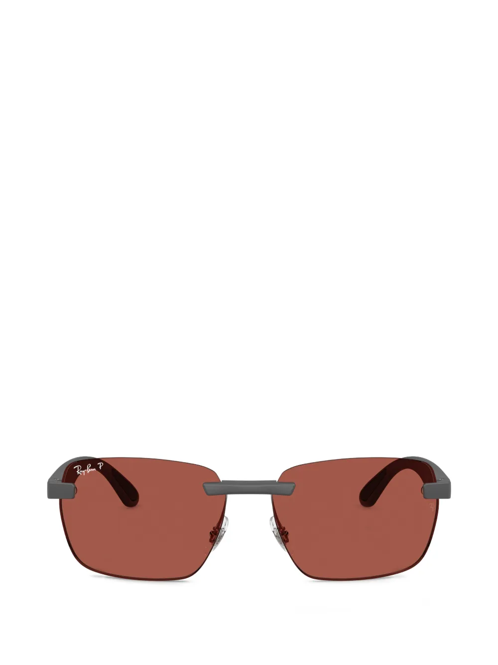 Ray-Ban Rahmenlose Sonnenbrille mit eckigen Gläsern - Grau