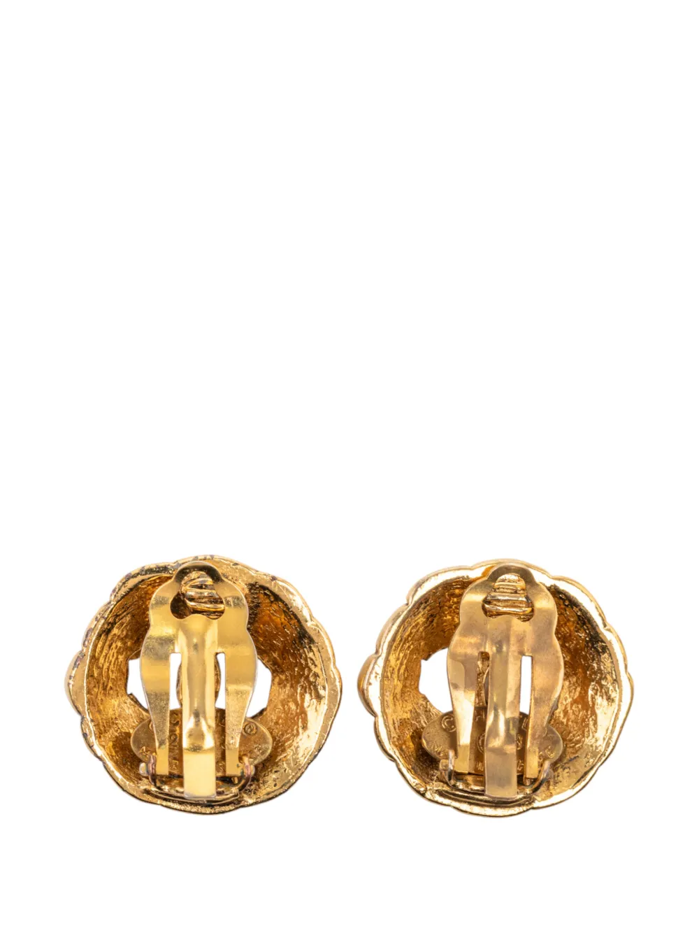 1980-1990 Gold Plated Cc Round Clip On Earrings Costume Earrings