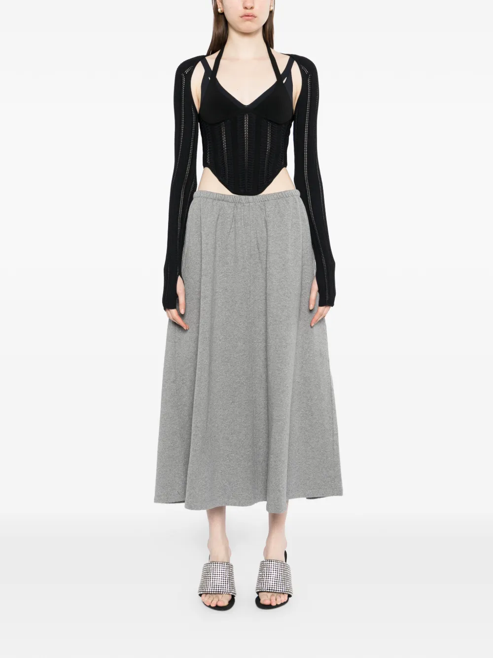 Alexander Wang Katoenen badstof midi-rok Grijs
