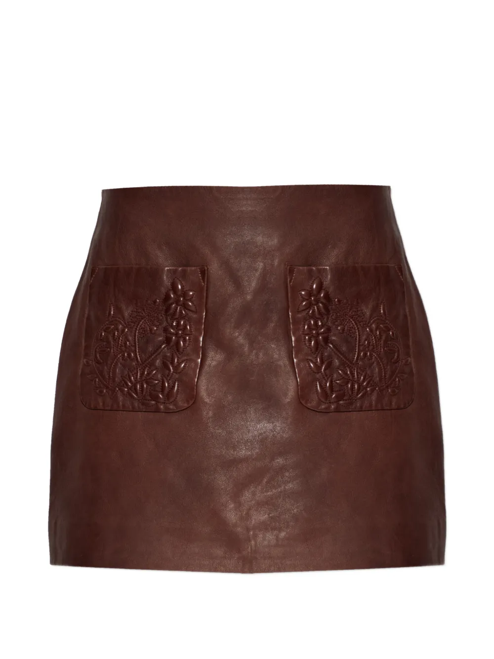 Munthe Bellia Leather Mini Skirt In Brown