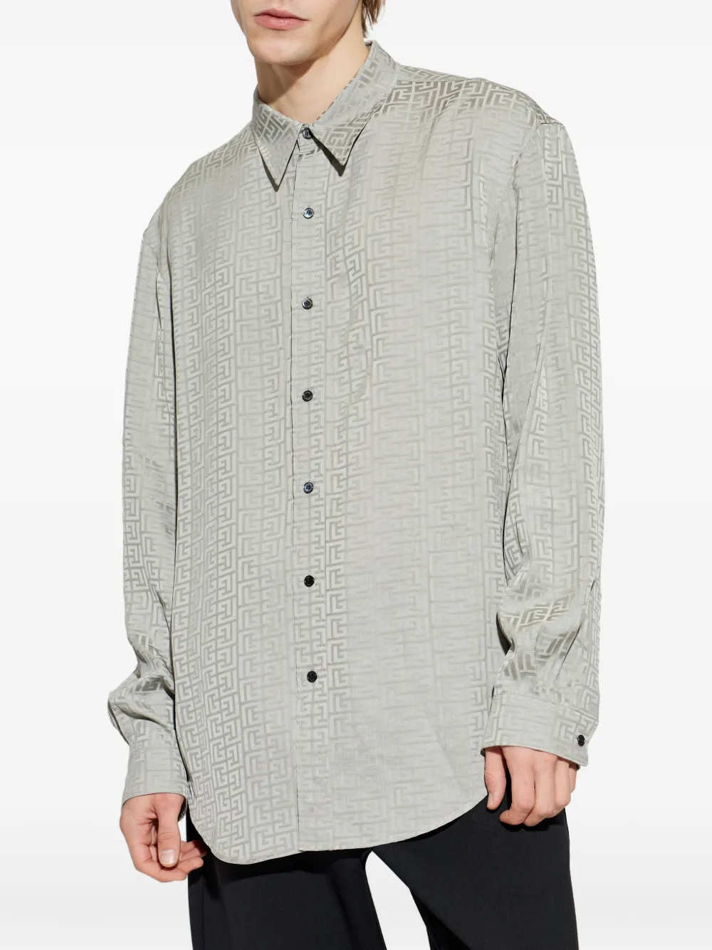  Balmain Pattern Button Shirt - Grey 