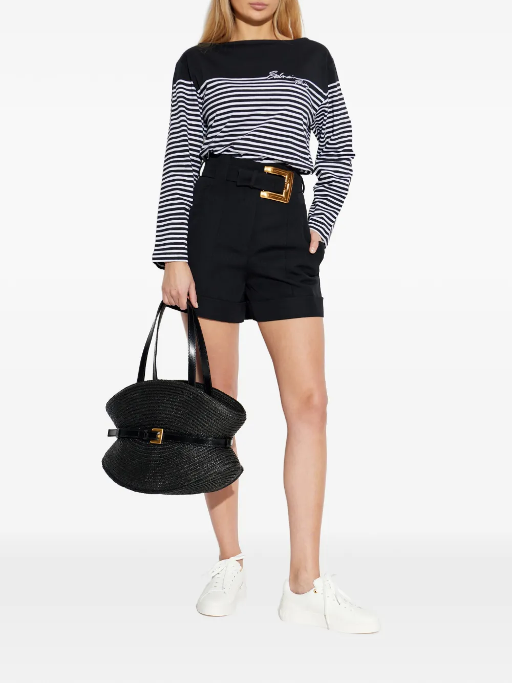  Balmain Striped Long-sleeved Top - Black 