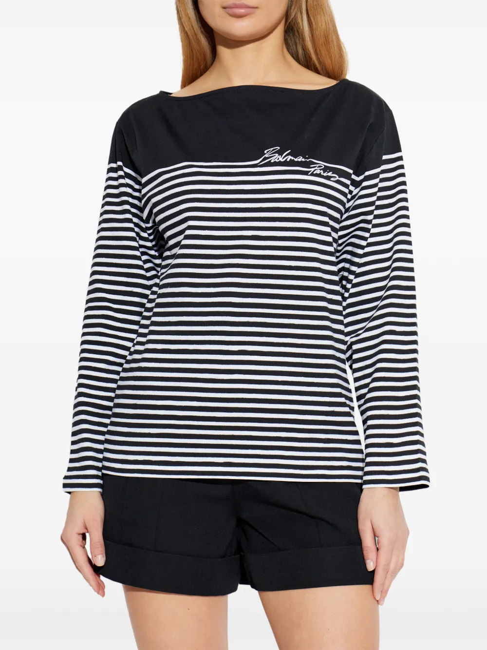 Balmain Striped Long-sleeved Top - Black 