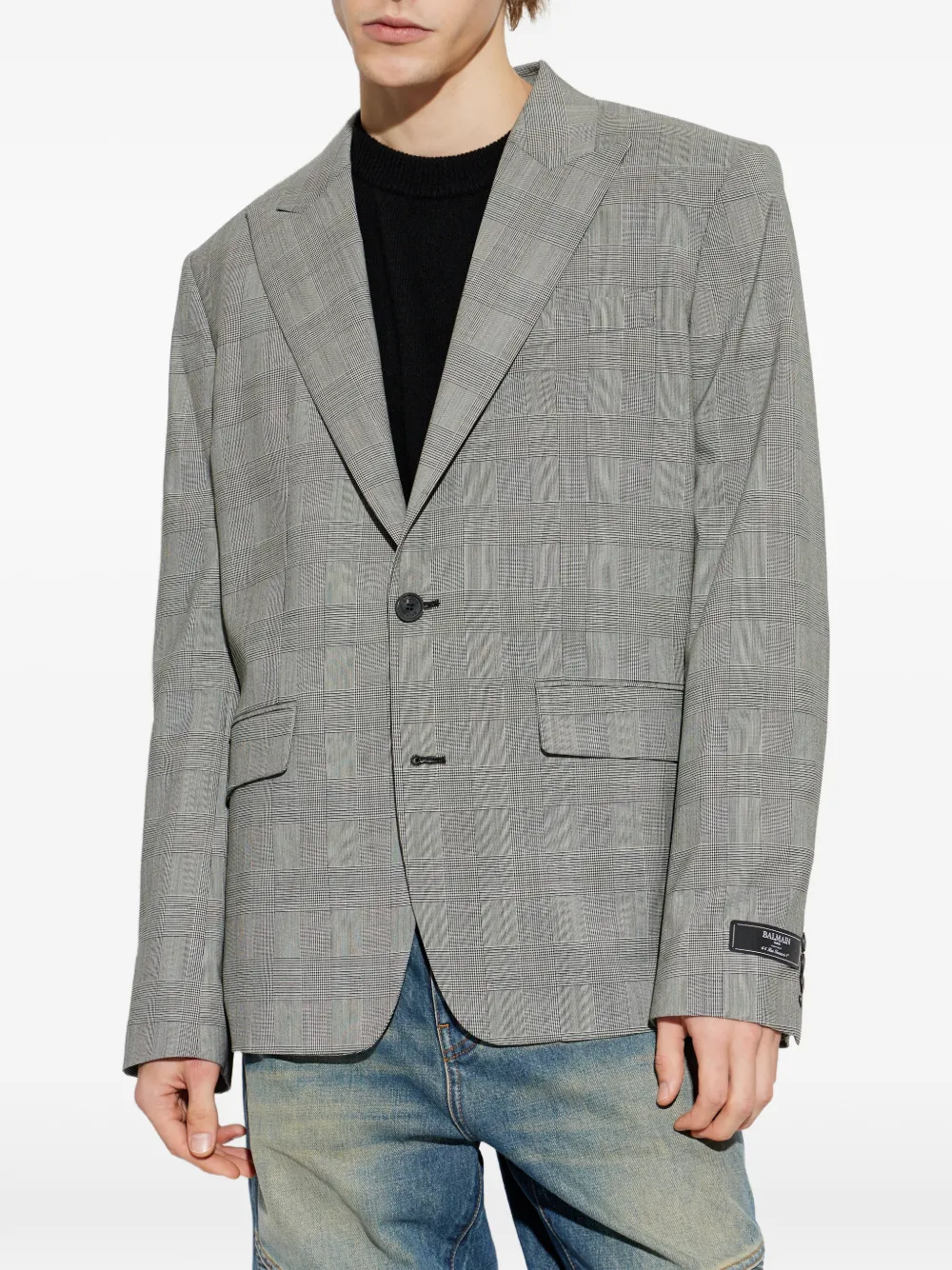  Balmain Check Two-button Blazer - Grey 