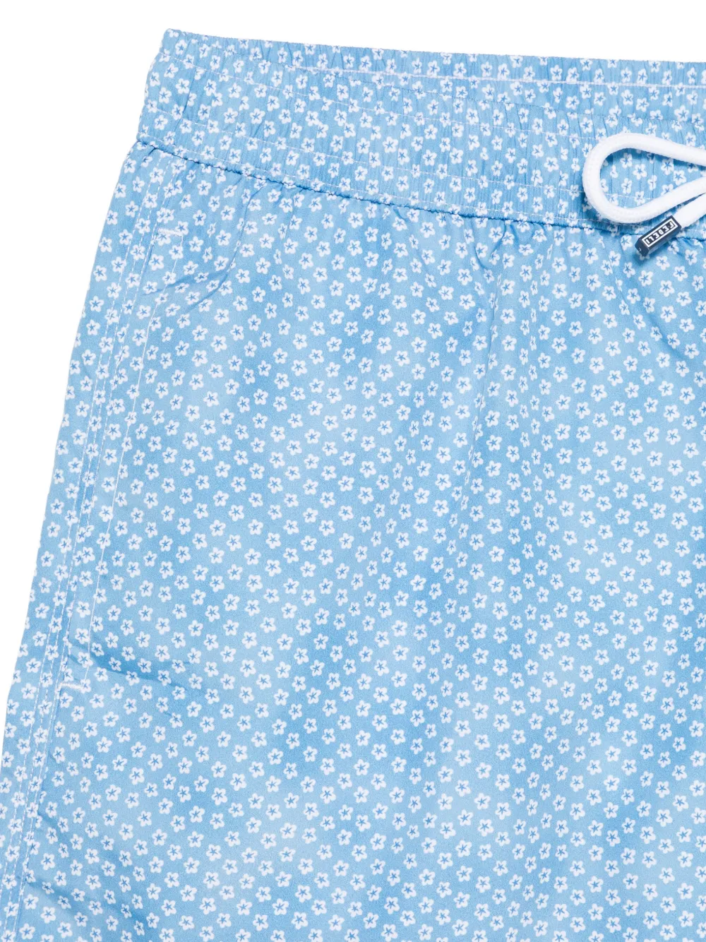  Fedeli Drawstring Patterned Beach Shorts - Blue 