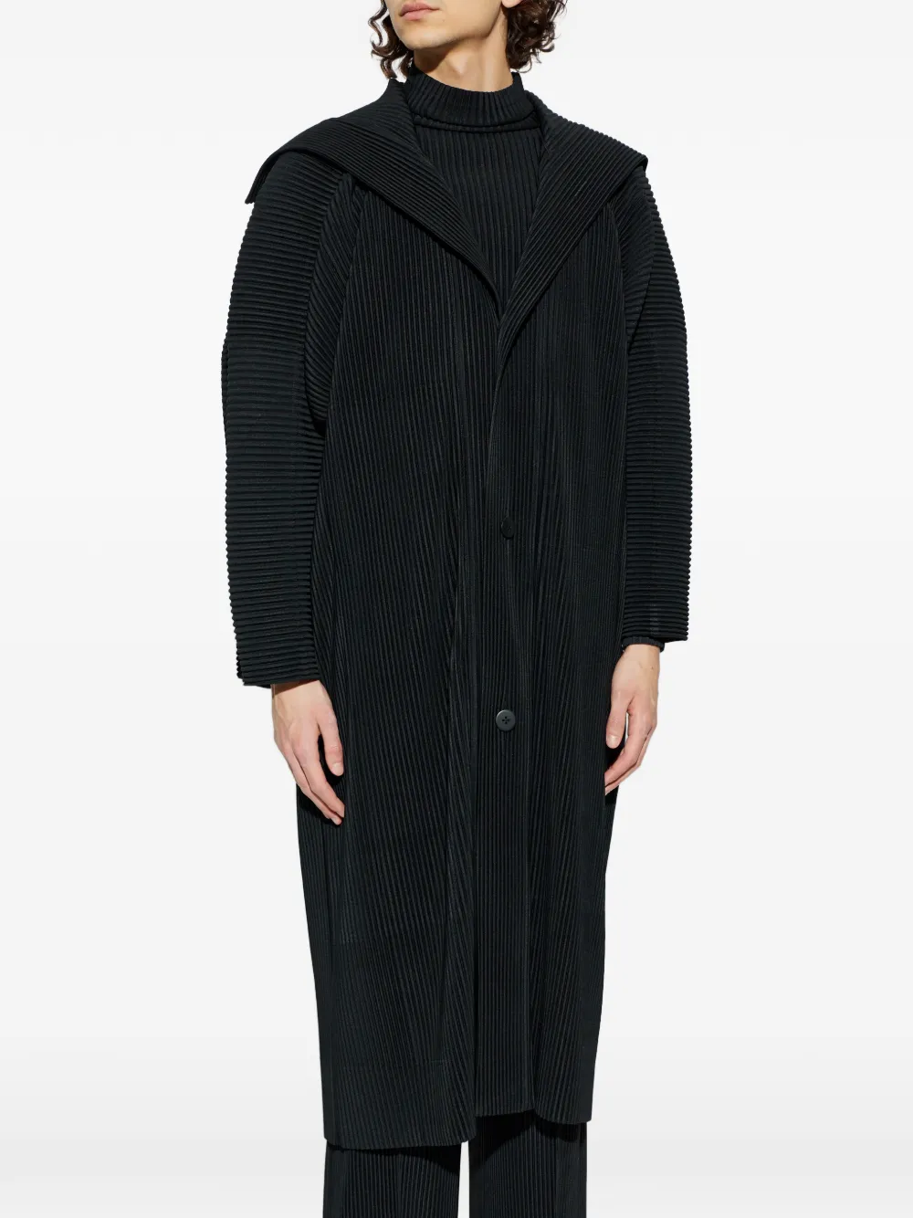 Homme Plissé Issey Miyake Jas met capuchon en knopen Zwart