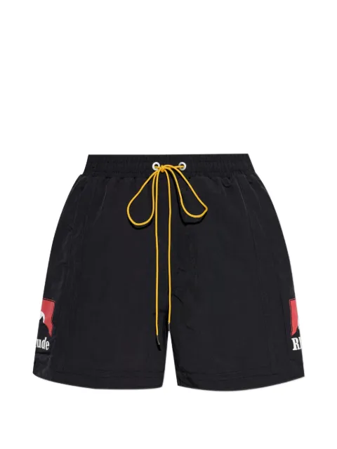 RHUDE Bermuda esportiva com logo e ajuste no cós