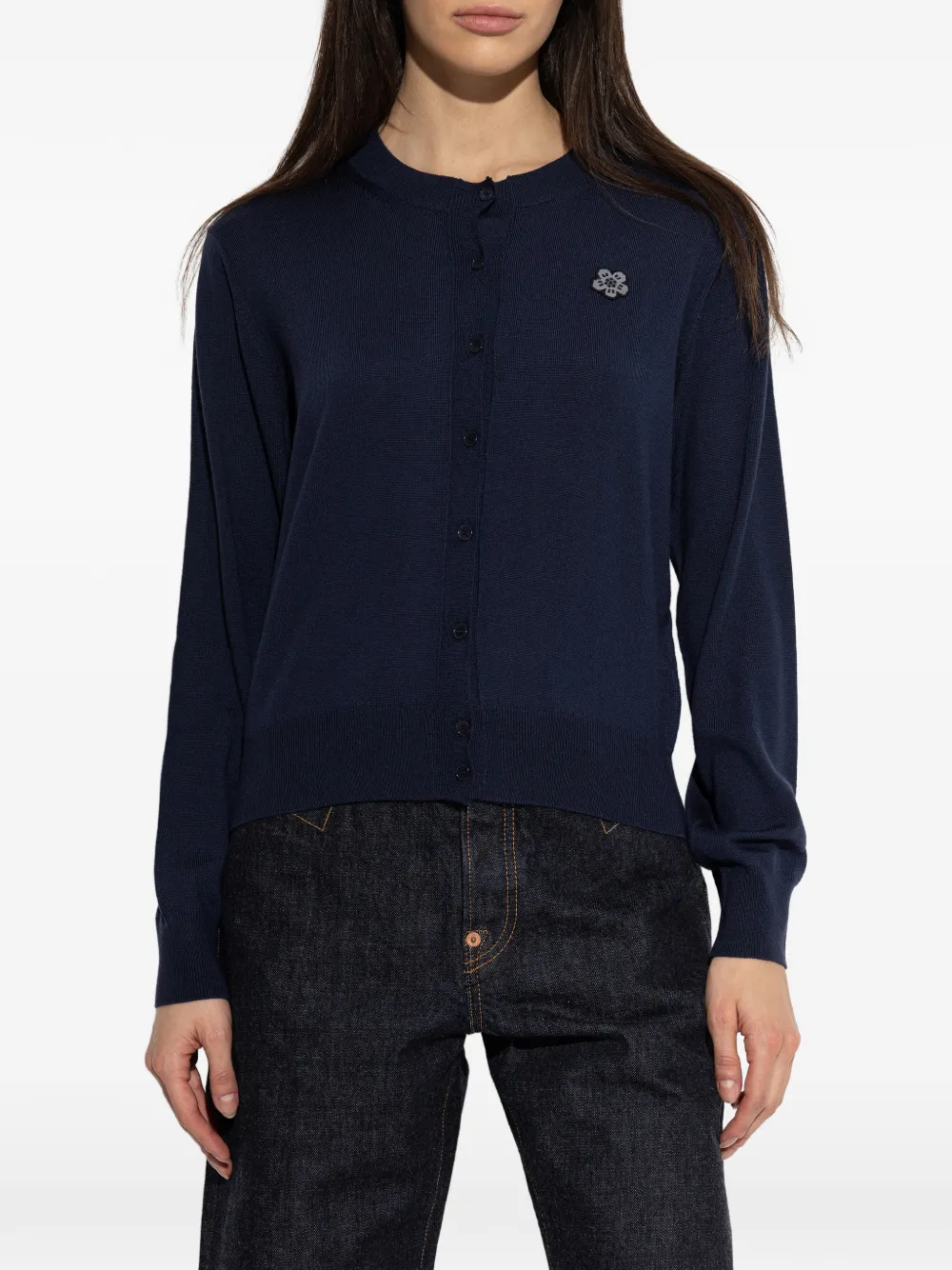  Kenzo Boke Flower Embroidered Cardigan - Blue 