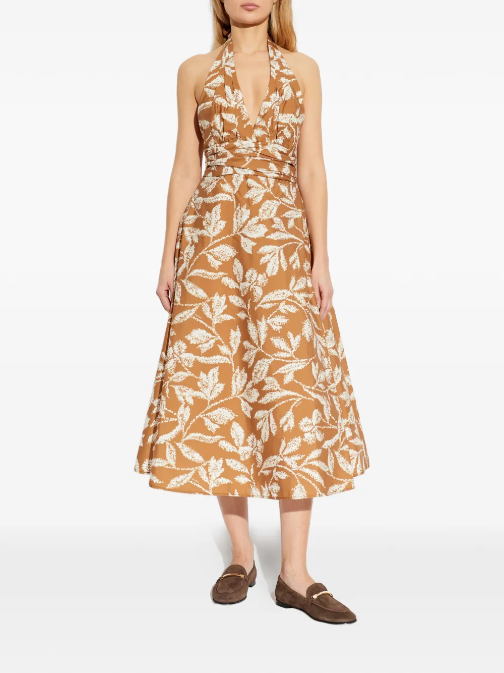 Max Mara Bella midi-jurk met bloemenprint Bruin