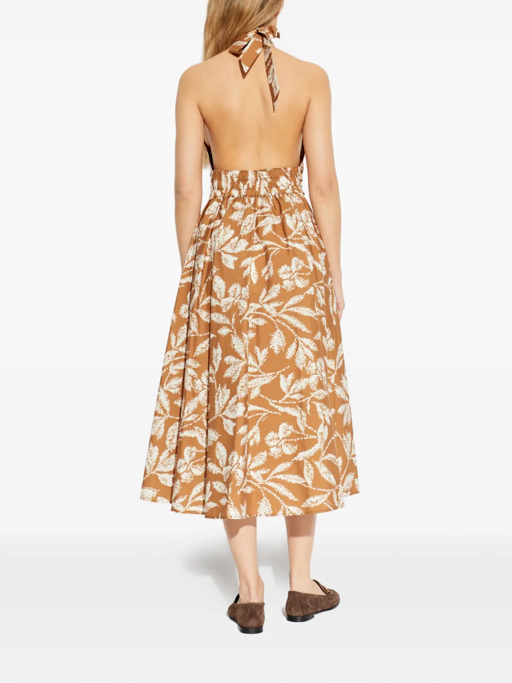 Max Mara Bella midi-jurk met bloemenprint Bruin