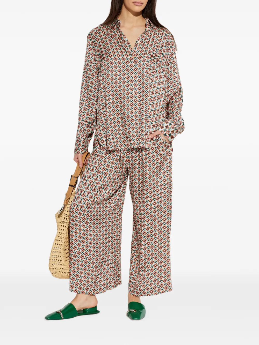  Ps Paul Smith Geometric-print Trousers - Neutrals 