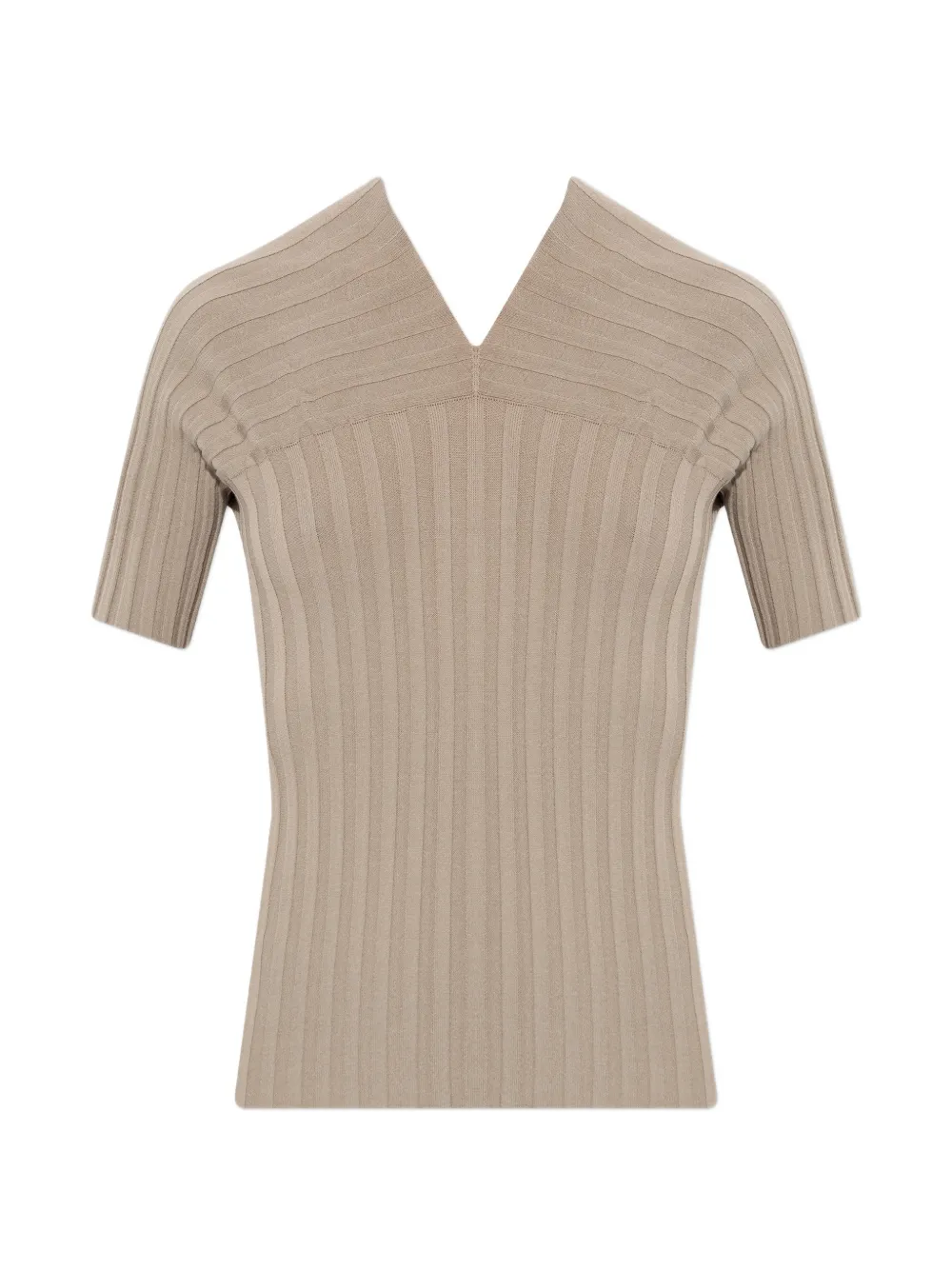 Issey Miyake V-neck ribbed top - Toni neutri