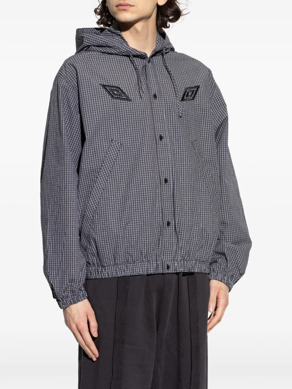 Umbro Hooded Check-pattern Jacket - Grey 