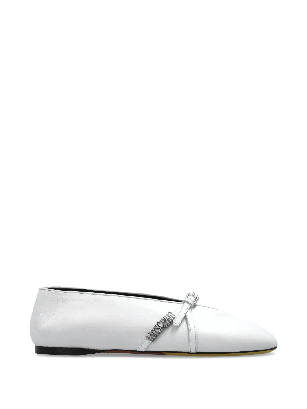 Moschino log-plaque leather ballet flats - Bianco