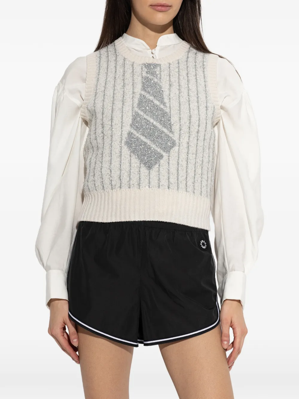  Kenzo Lurex Knitted Vest - Neutrals 
