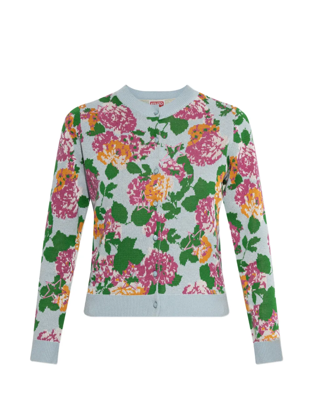 Kenzo floral-print knitted cardigan - Blu